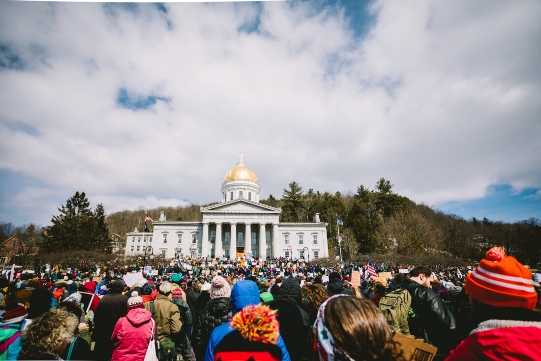 The crowd at March for Our Lives March in Montpelier, VT