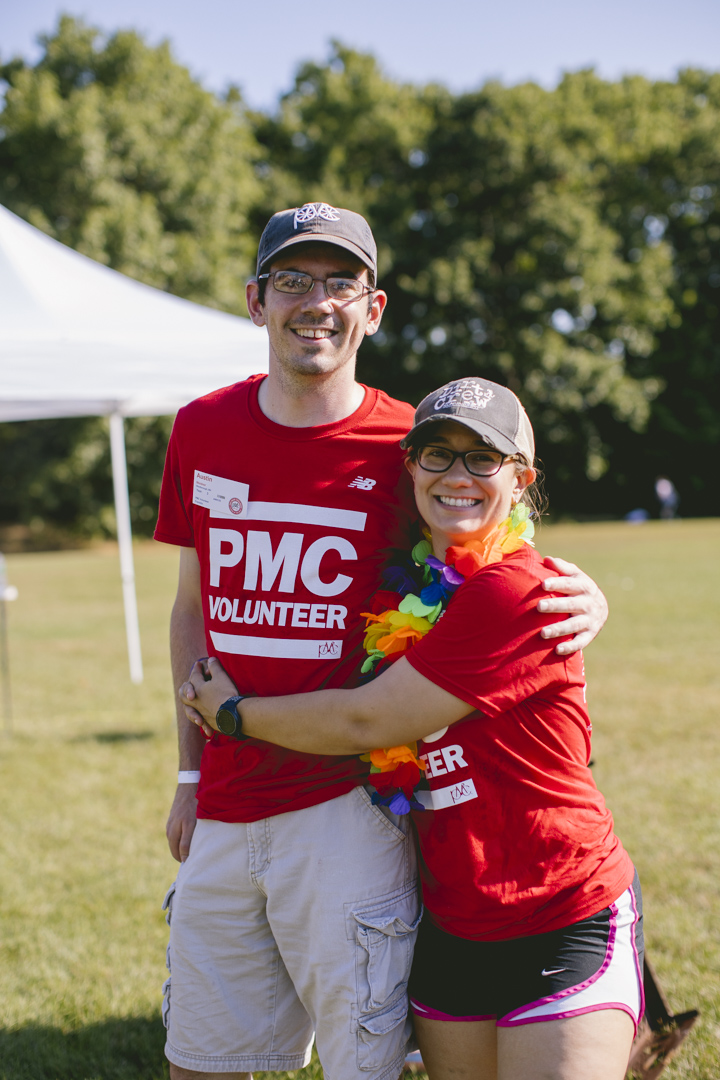 Volunteers at the Pan Mass Challenge smile