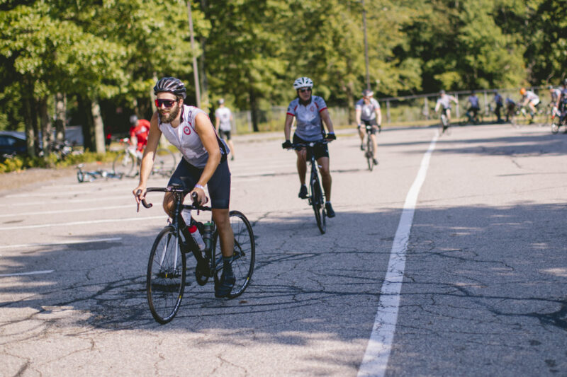 A group of cyclists participates in the Pan Mass Challenge 2022